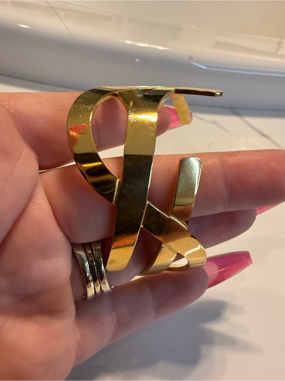 Yves Saint Laurent Gold-Tone Interlocking Logo Bracelet - Picture 2 of 7